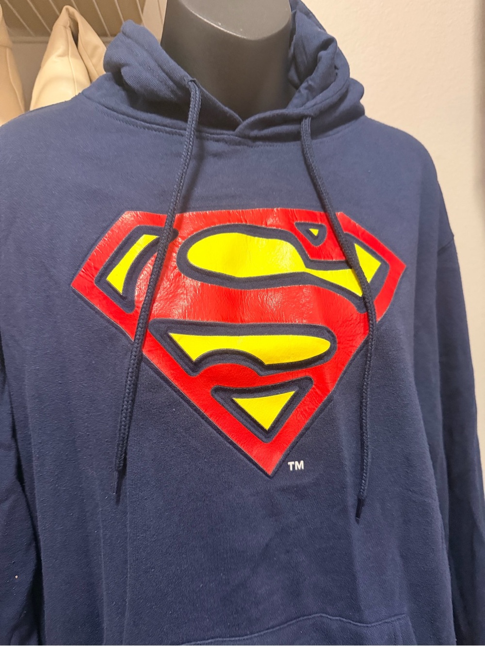 DC Comics Navy Hoodie with Red and Yellow Superman Emblem